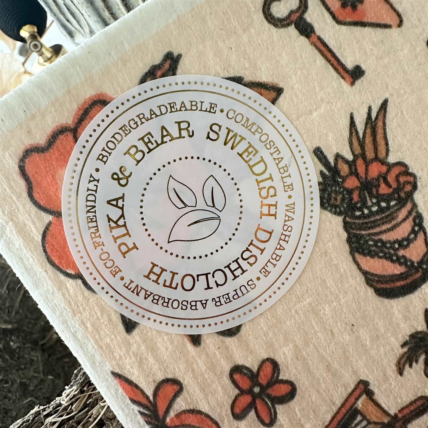 Tiki Tiki Tiki Hawaiian Design Swedish Dishcloth
