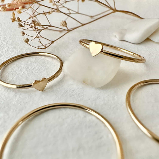 Total Eclipse of the Heart Tiny Heart Ring in 14K Gold Fill