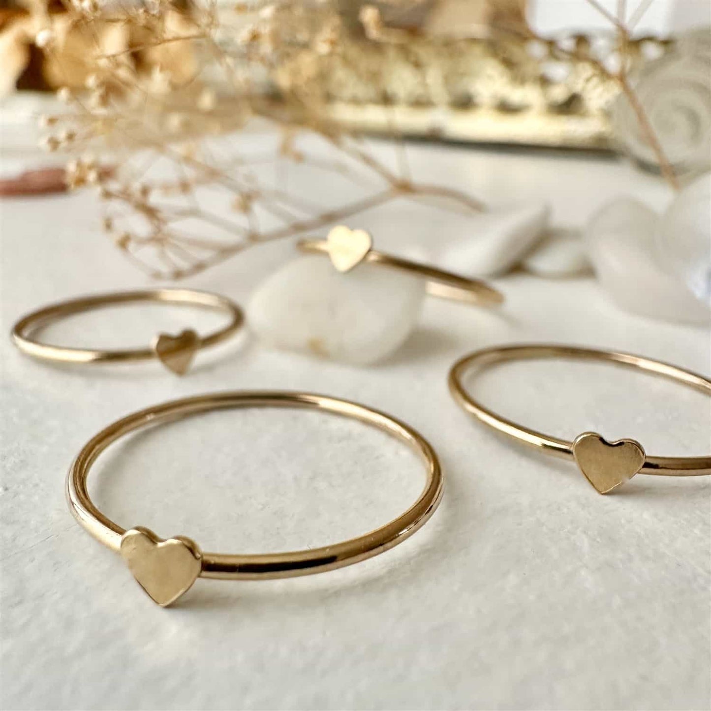 Total Eclipse of the Heart Tiny Heart Ring in 14K Gold Fill