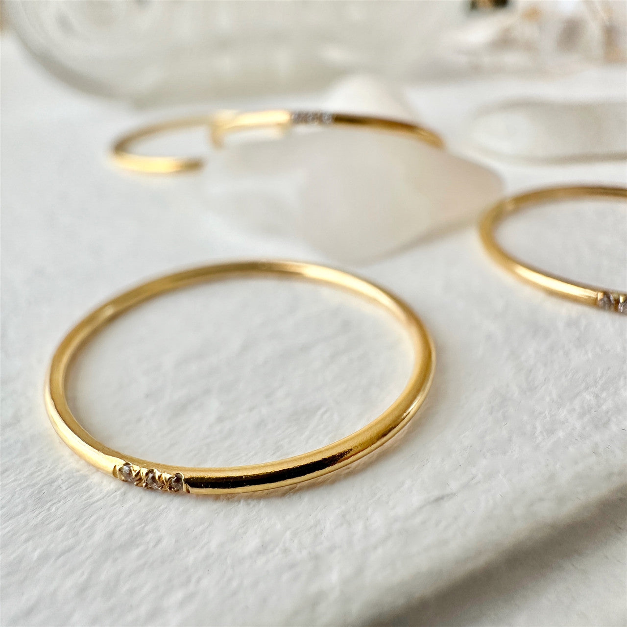 Trice Tiny Triple Rhinestone Ring in 14K Gold Fill