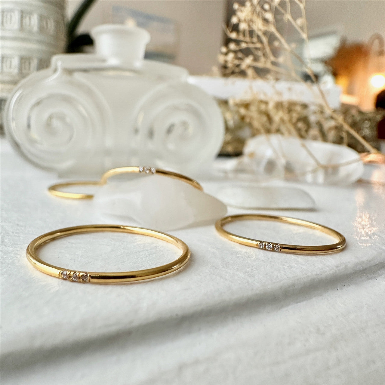 Trice Tiny Triple Rhinestone Ring in 14K Gold Fill