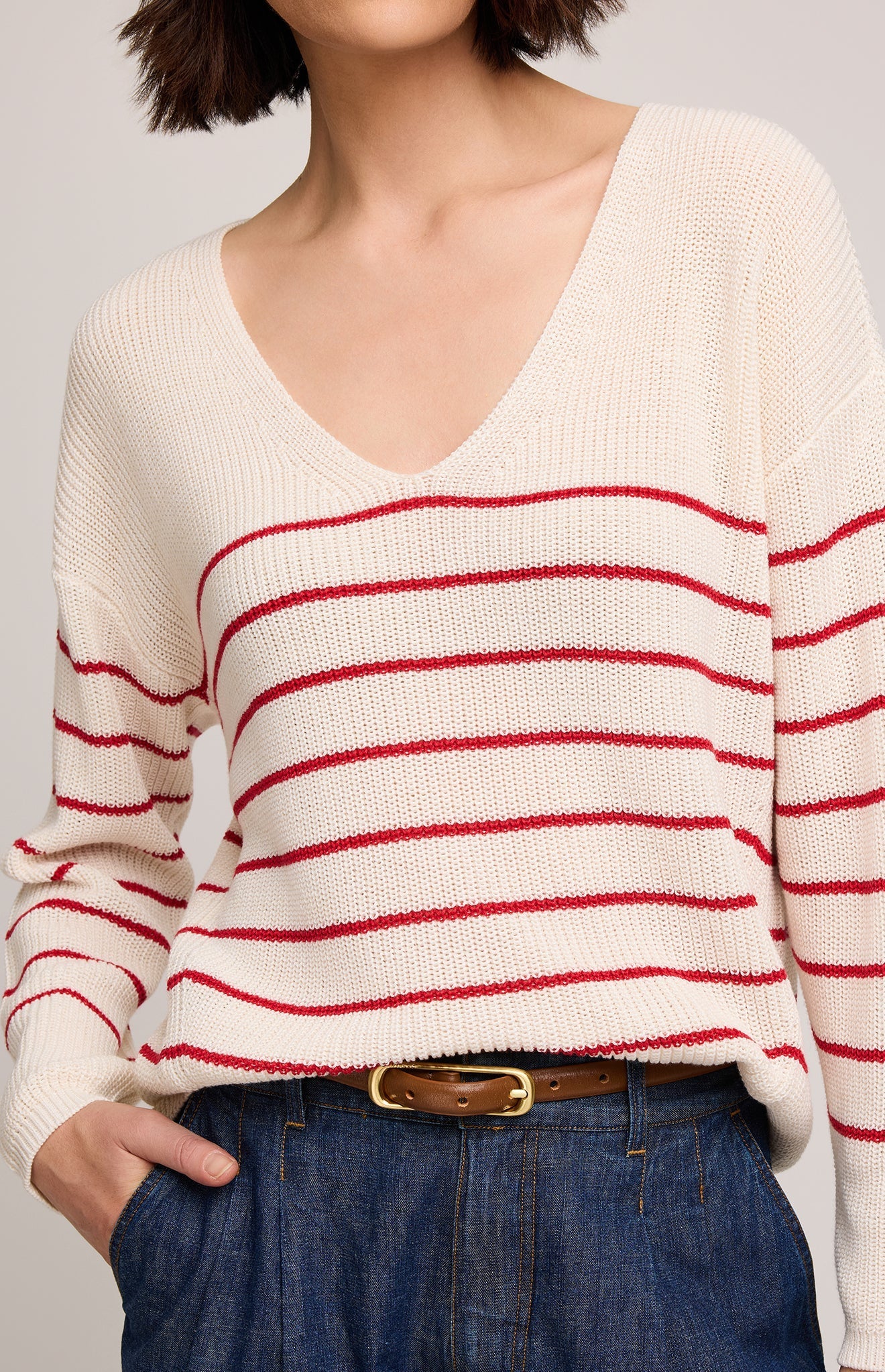 Tucker Knit Sweater - Red Stripe