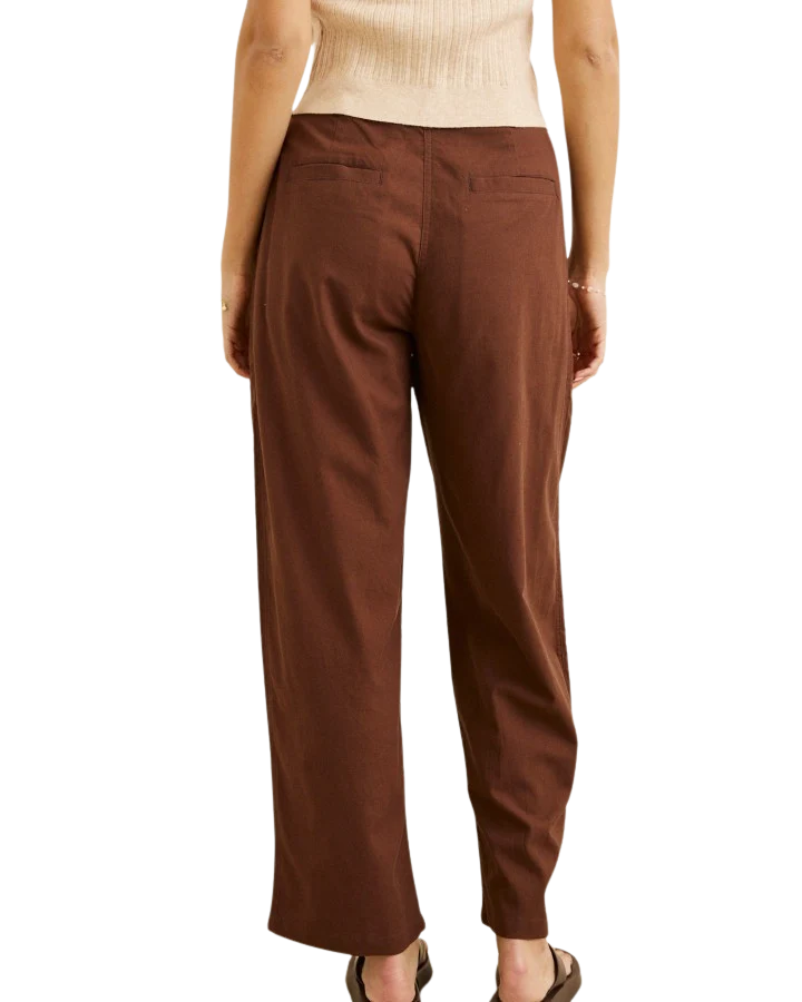 Venice Tailored Linen Pant - Chocolate