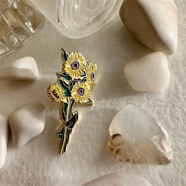 Vincent Sunflower Bunch Enamel Pin