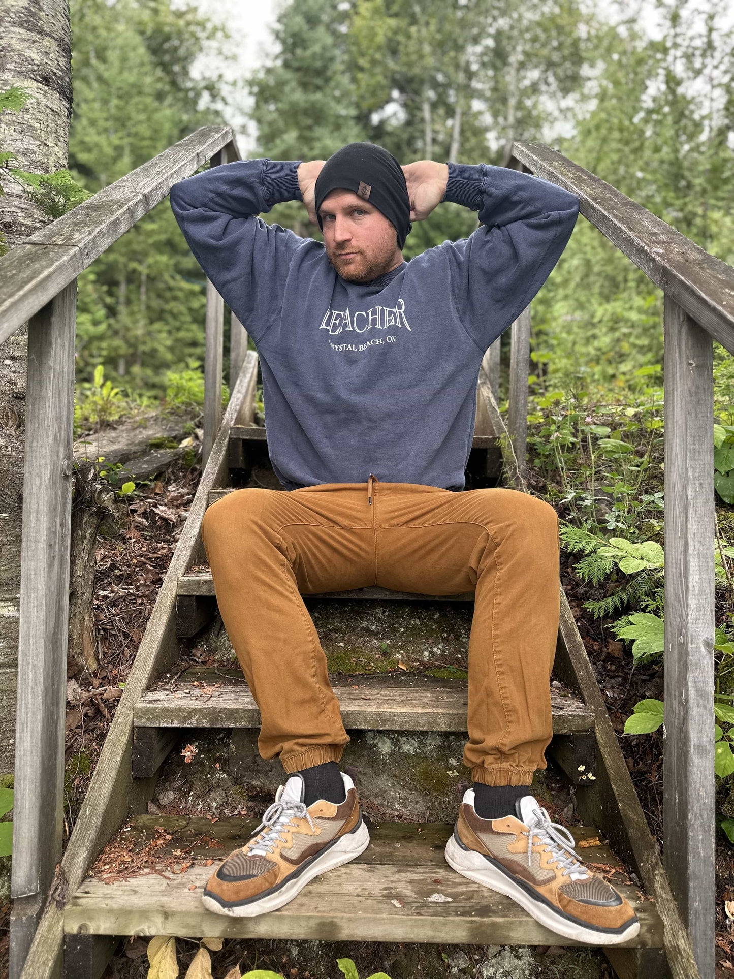 Washed Navy Vintage Beacher - Cotton Fleece Crewneck