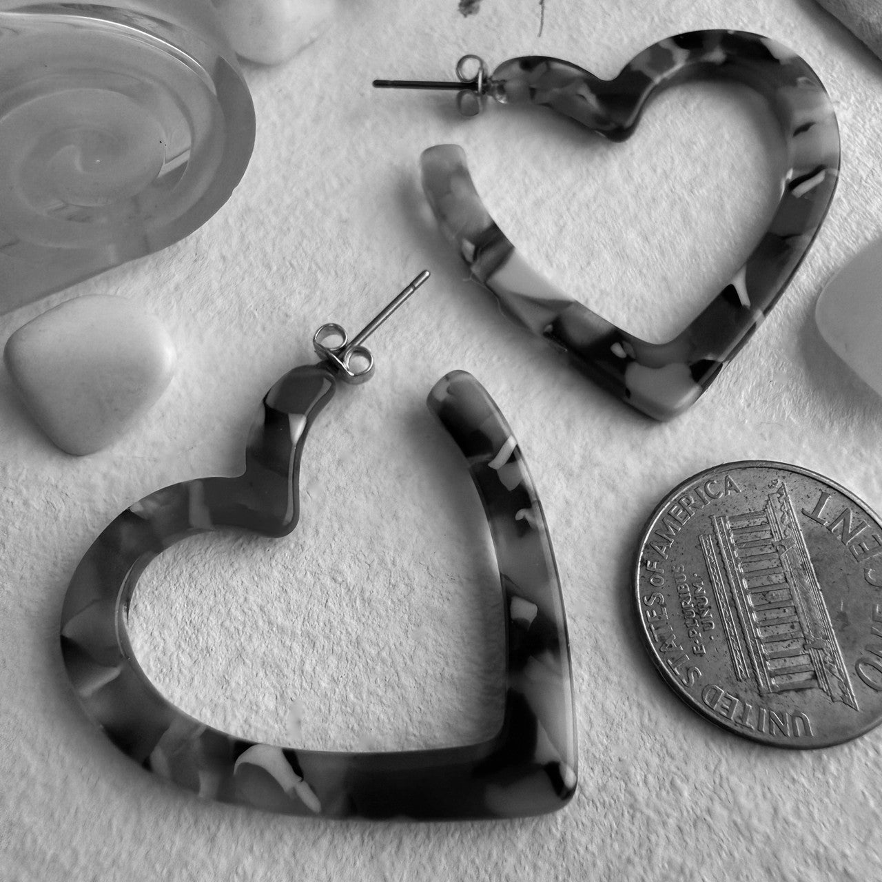 Wilson Acetate Heart Hoop Earrings in Tortoise