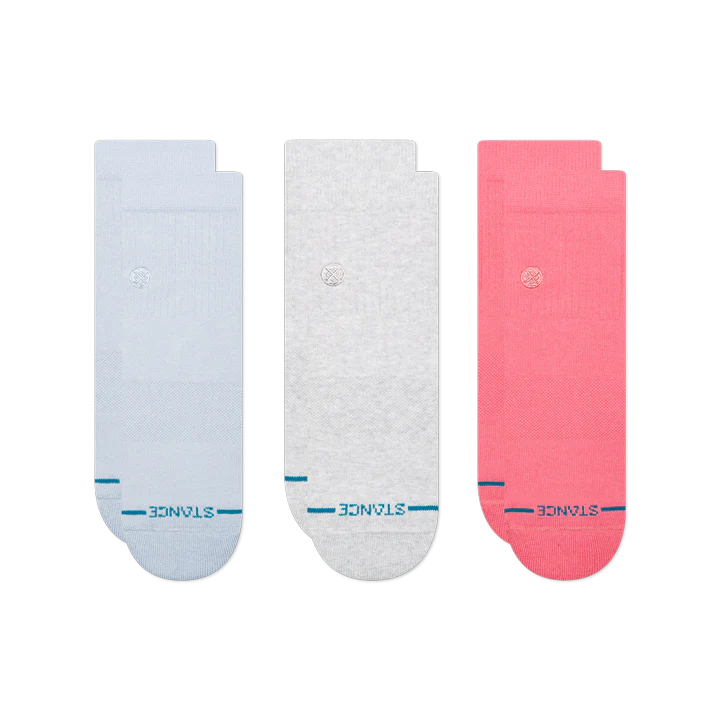 Womens Icon Quarter Socks 3 Pack - Periwinkle