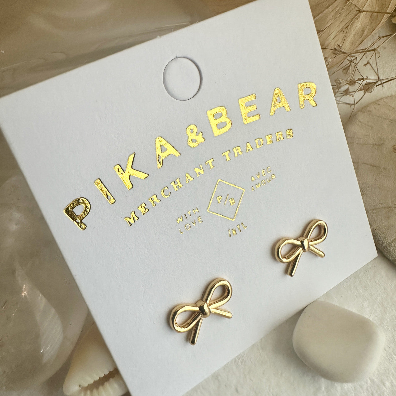 Zooey Tiny Bow Stud Earrings - Gold