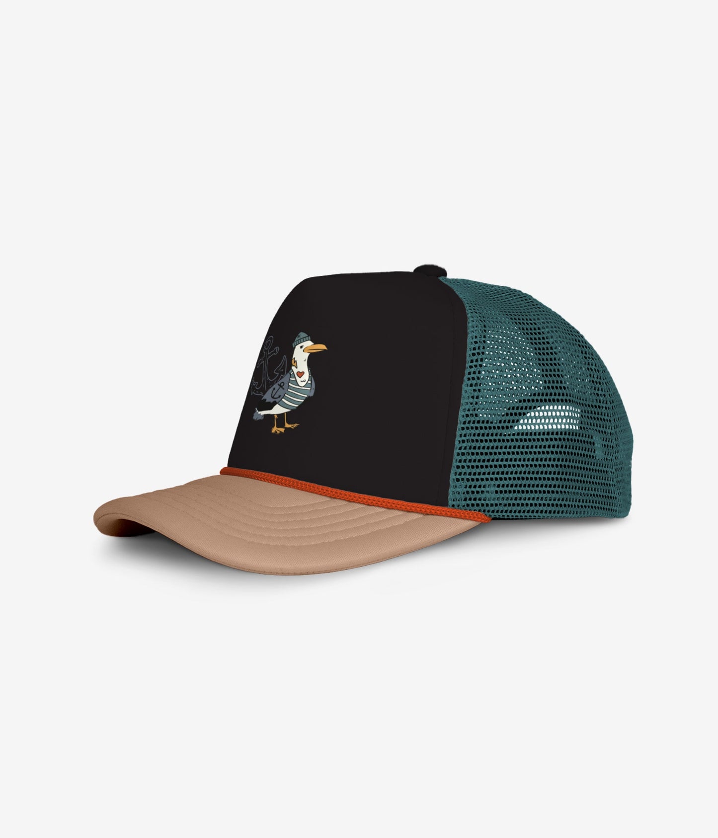 Captain Seagull Trucker Hat - Black