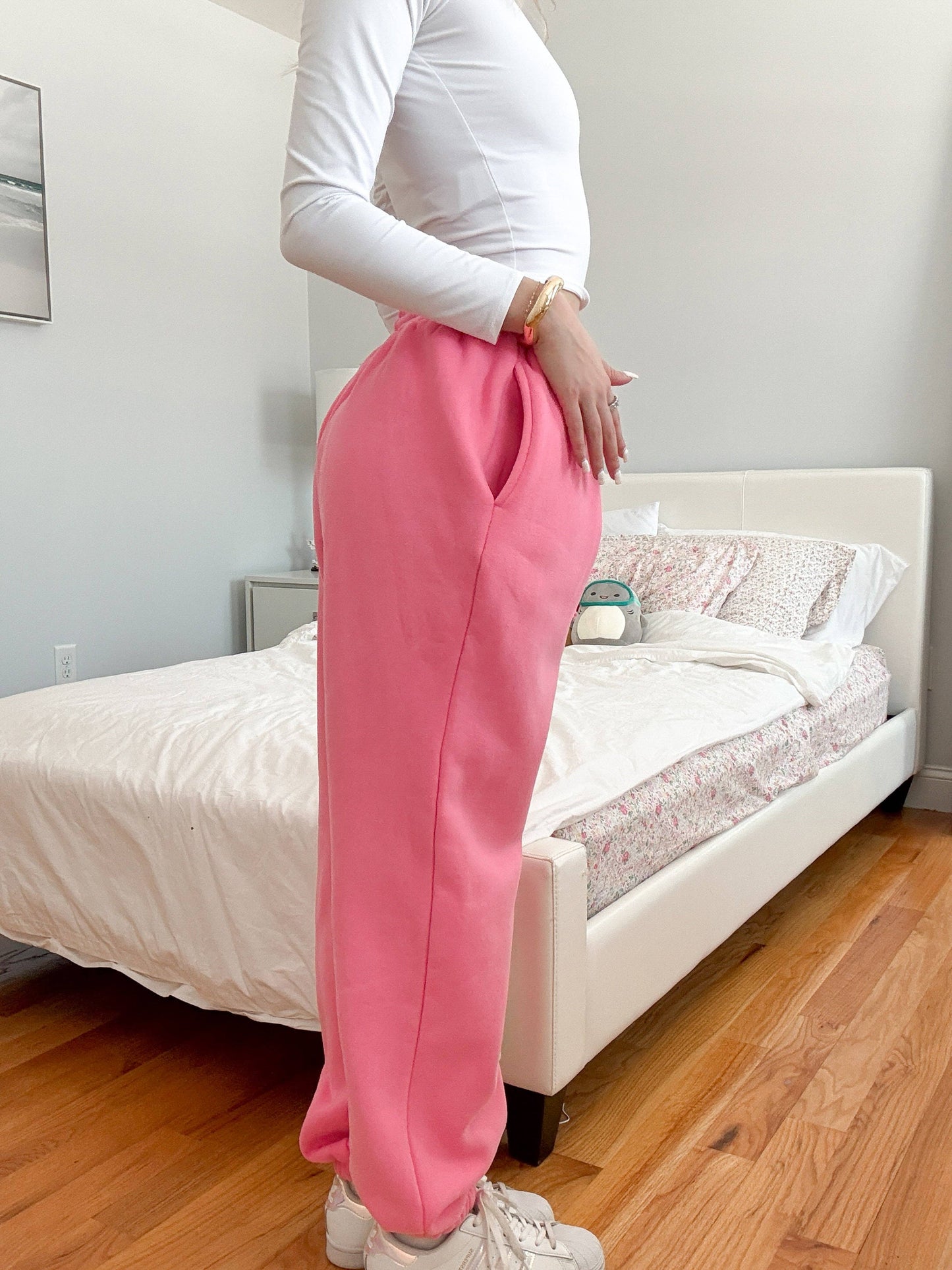 Hibiscus Pink Basic Blank Jogger Sweatpants