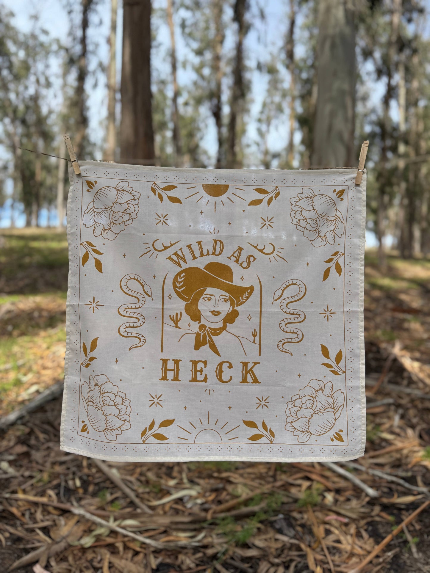 Wild As Heck Bandana ( wild rag, embroidered bandana
