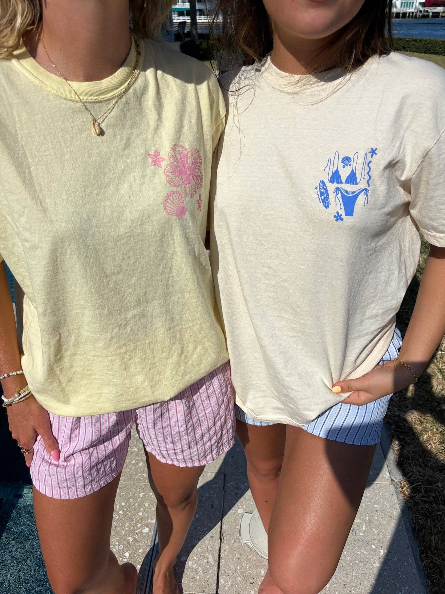 Blue Swim And Surf Comfort Colors Tee - Ivory