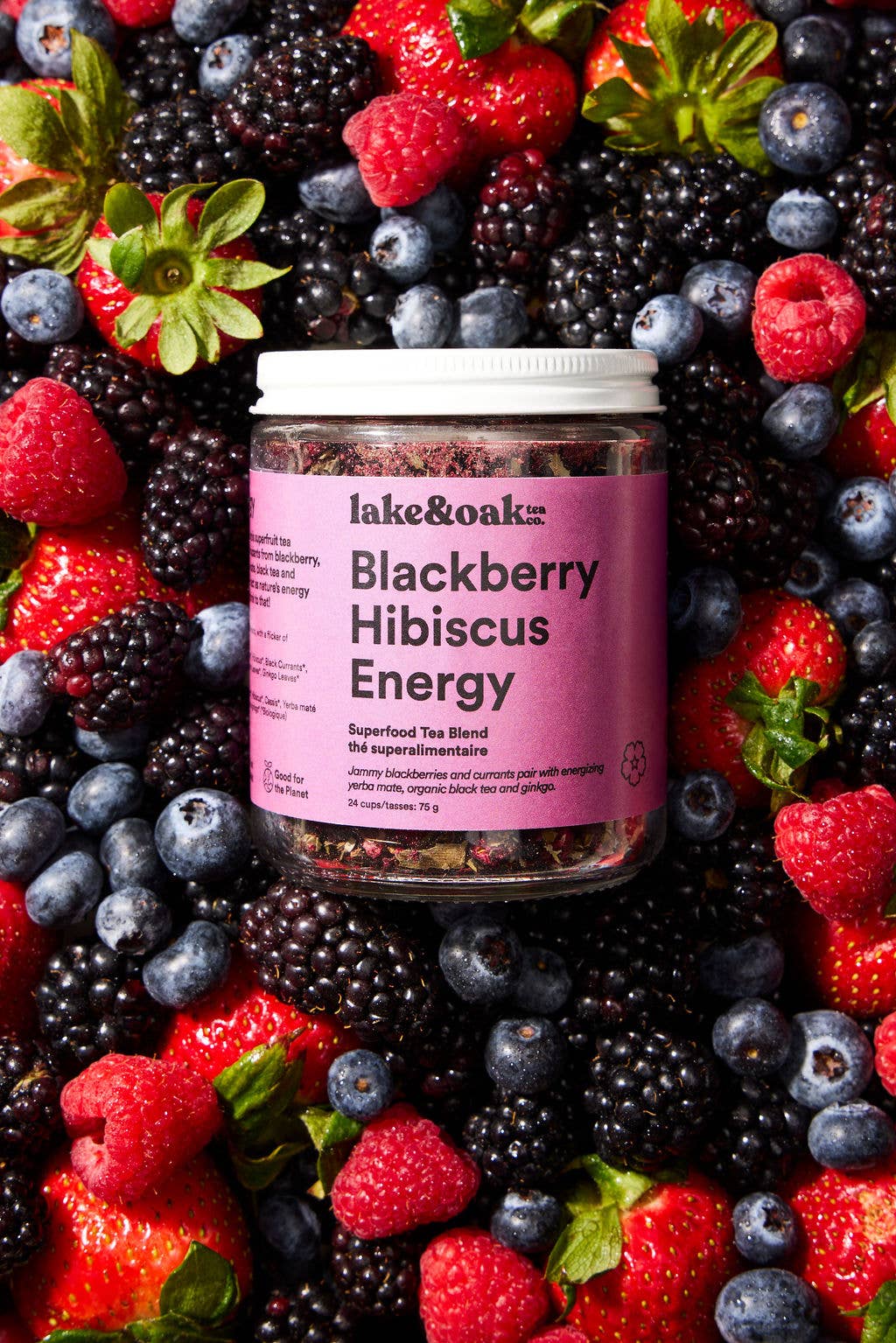 Blackberry Hibiscus Energy - Superfood Tea Blend - 24 Cups
