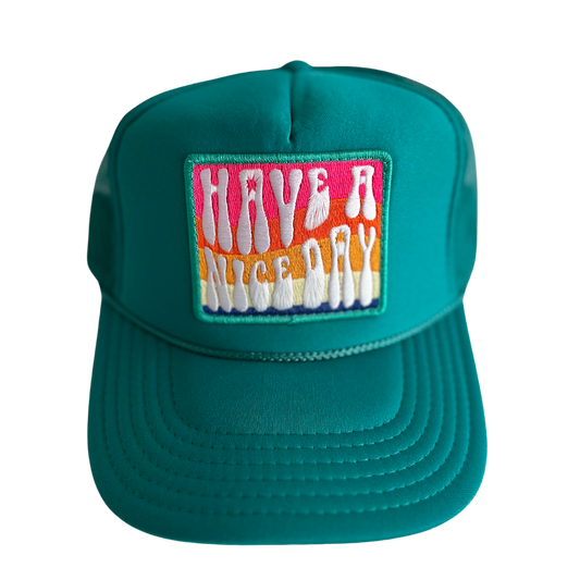 Have A Nice Day Patch Trucker Hat - Jade