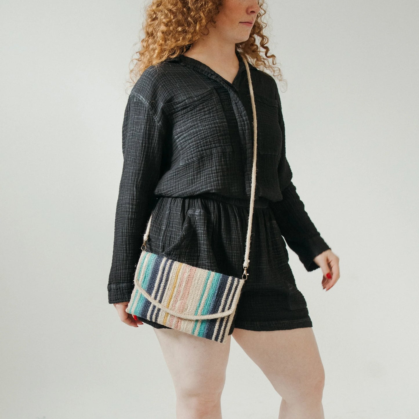 Jute Bag - Crossbody Clutch with Removable Strap - Multi Color