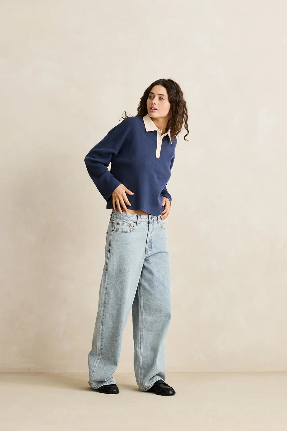 Rugby Polo Knit Sweater - Navy