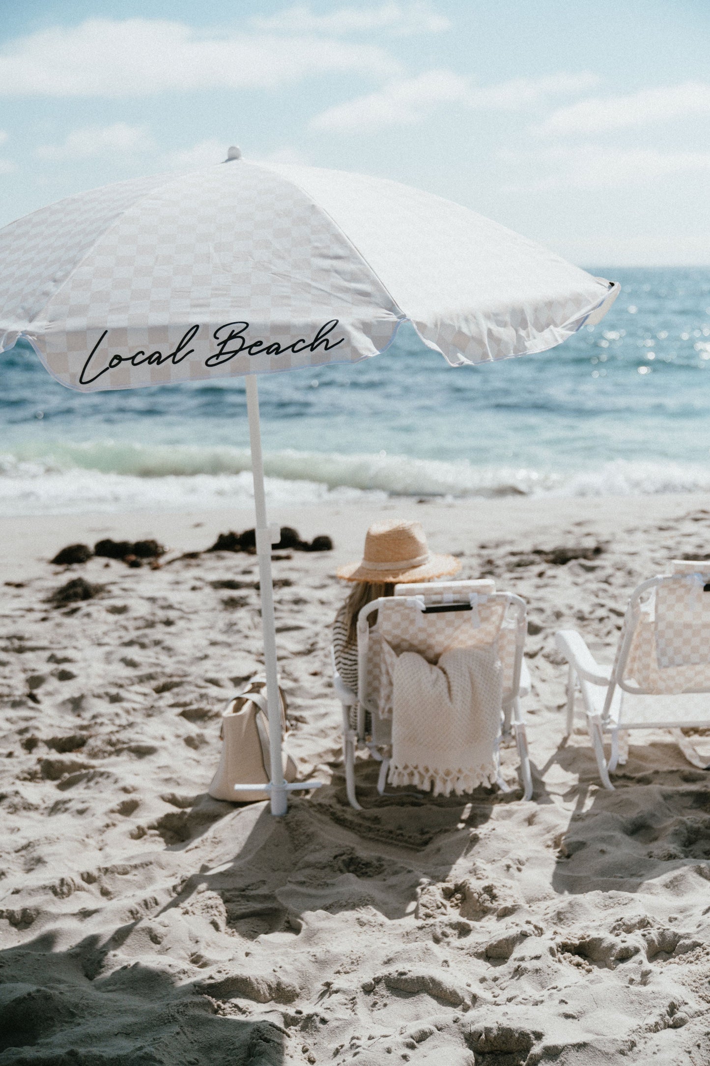 Checker Beach Umbrella - Sand