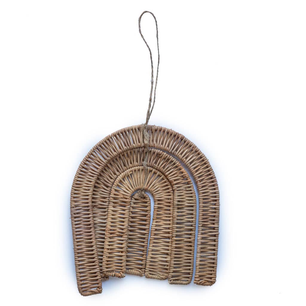 Handwoven Rattan Rainbow Boho Wall Decor