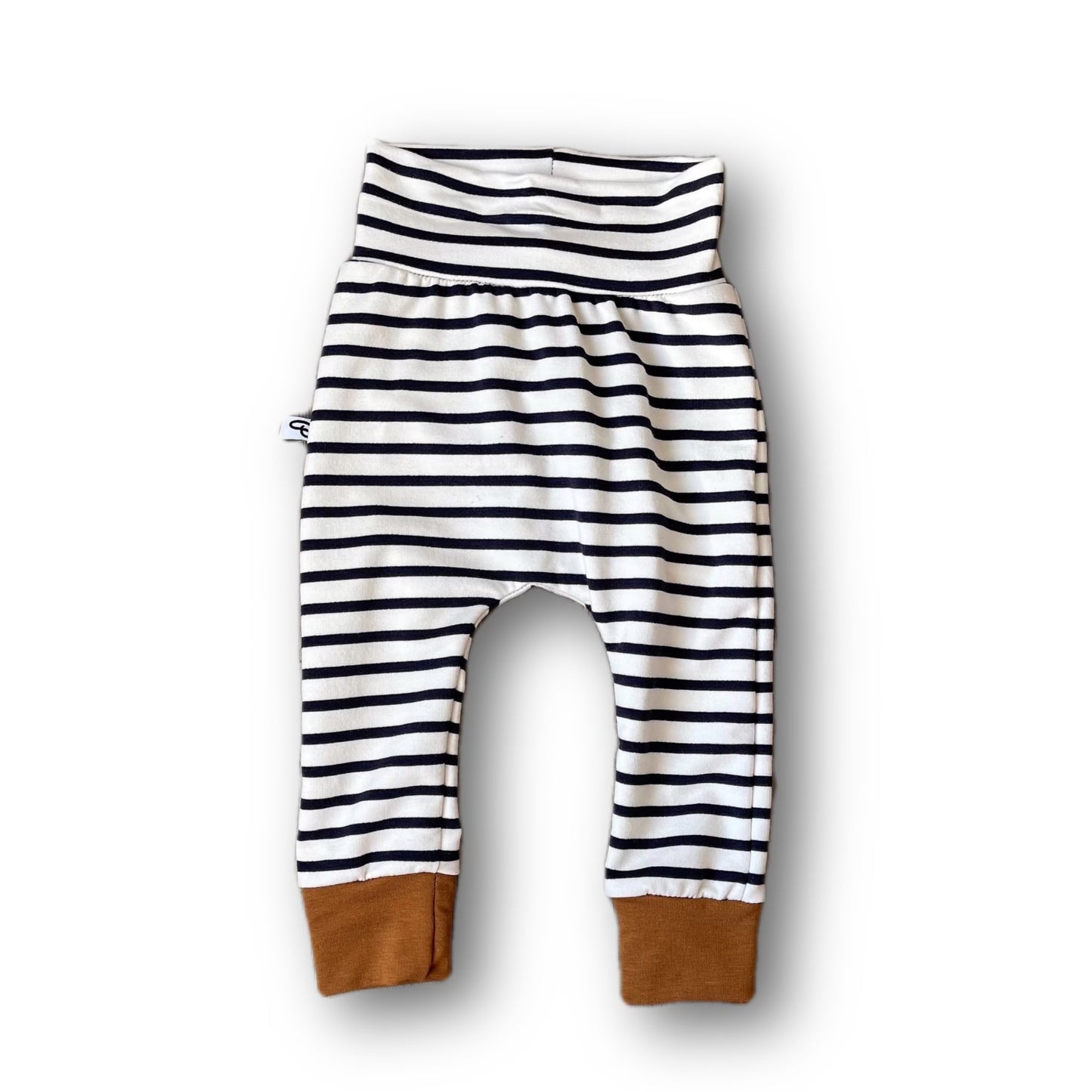 Baby Bamboo Hoodie with Baggy Pants Set - Navy Striped and Butterscotch