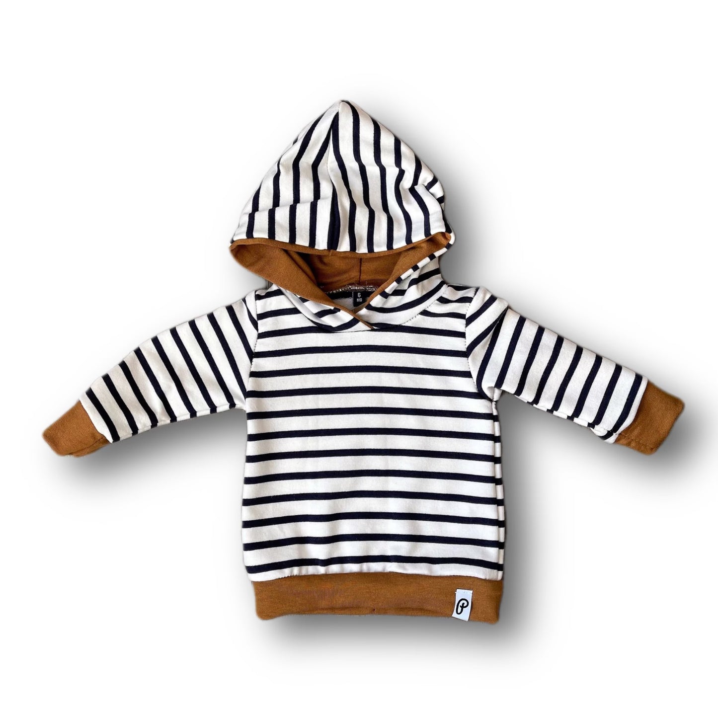 Baby Bamboo Hoodie with Baggy Pants Set - Navy Striped and Butterscotch
