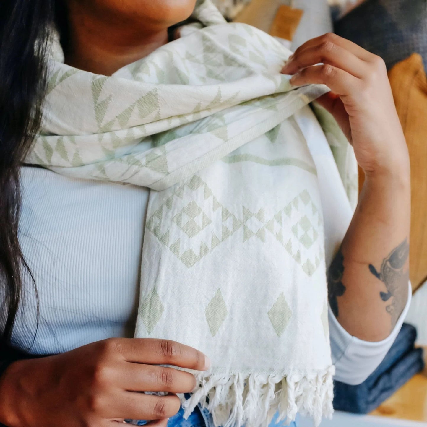 Atlas Towel - Rose Retreats Green
