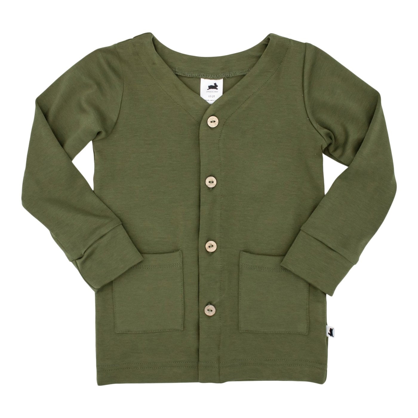 Baby/Kids Bamboo Cotton Cardigan - Olive