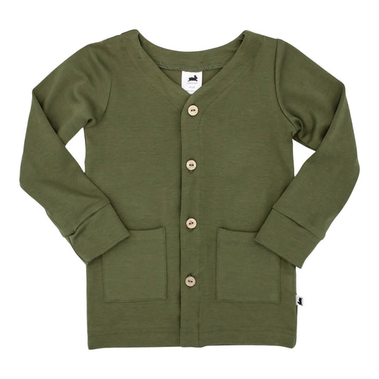 Baby/Kids Bamboo Cotton Cardigan - Olive