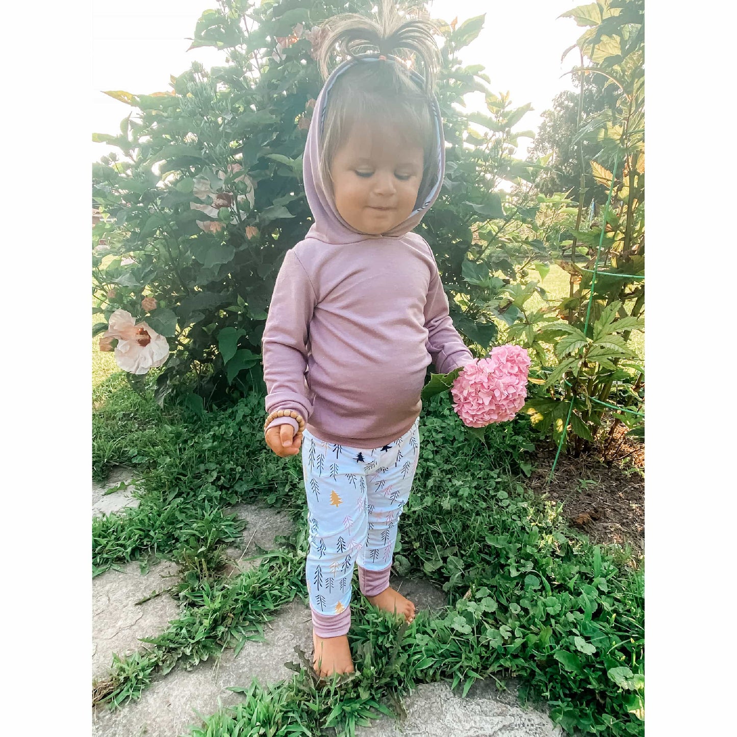 Baby/Kids Bamboo Hoodie and Pants Set - Lilac and Trees Print