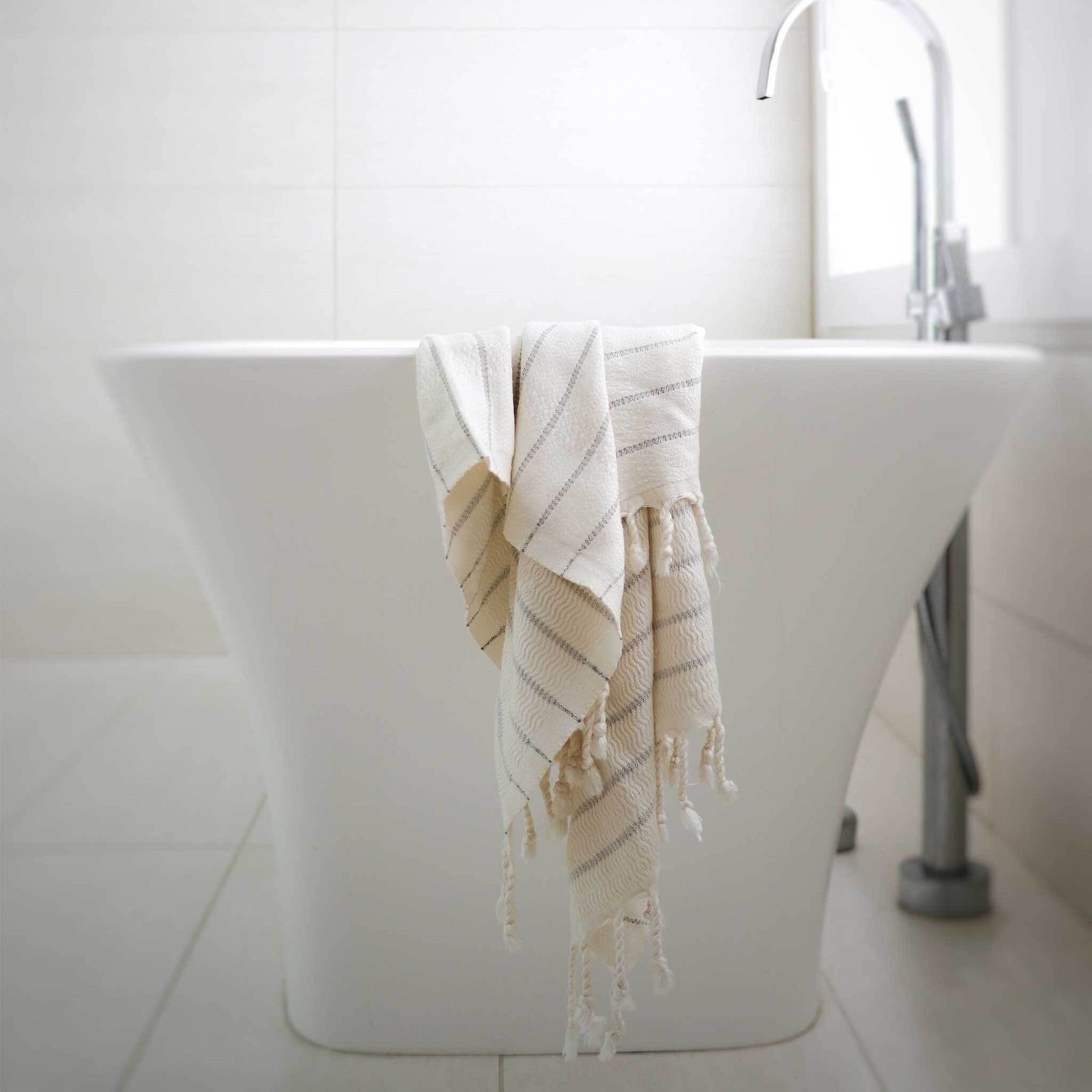 Bamboo Striped Turkish Hand Towel - Mist