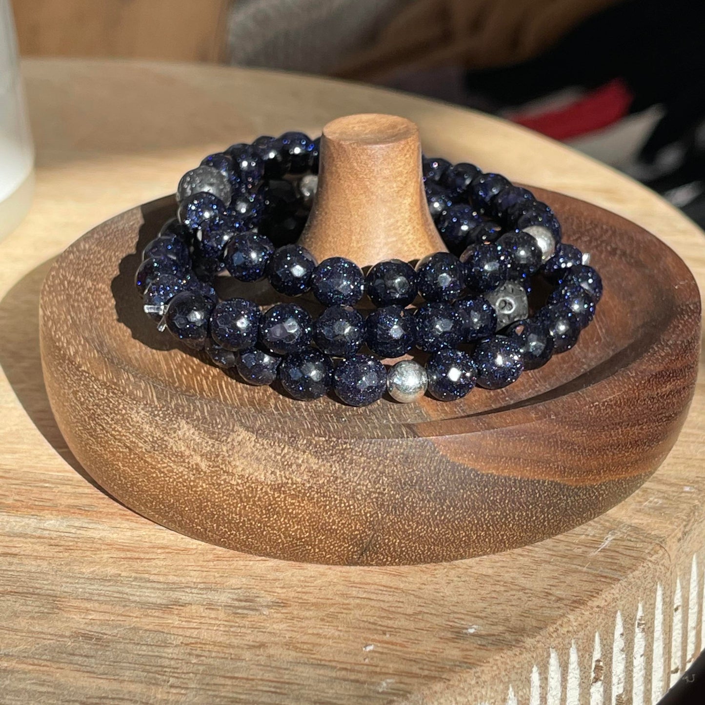 Blue Sandstone Bead Bracelet