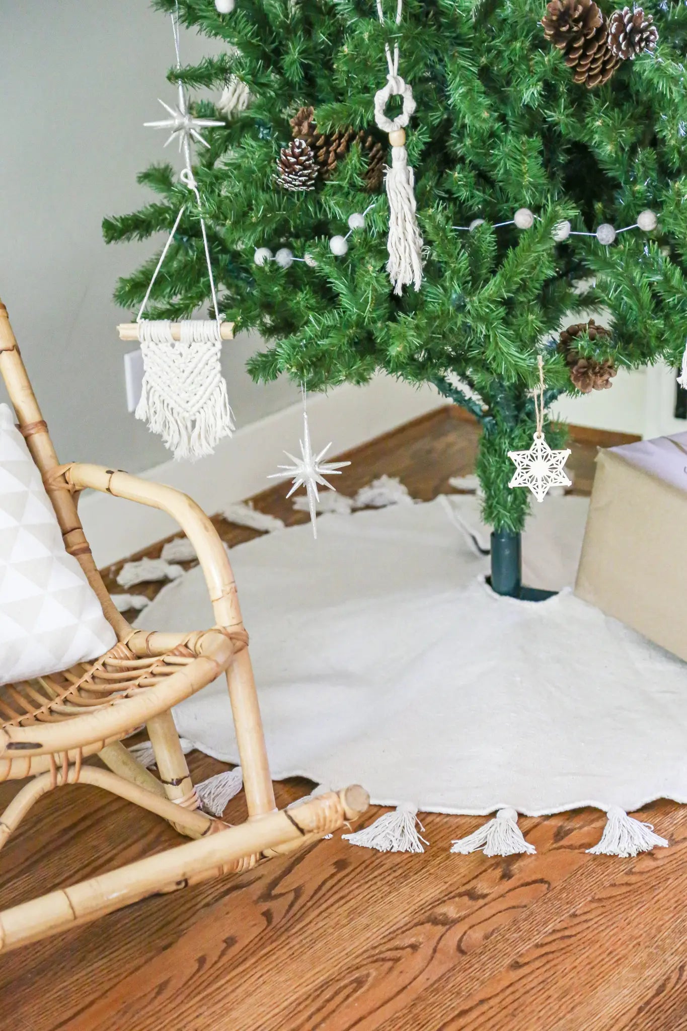 Boho Canvas Tree Skirt with Tassels