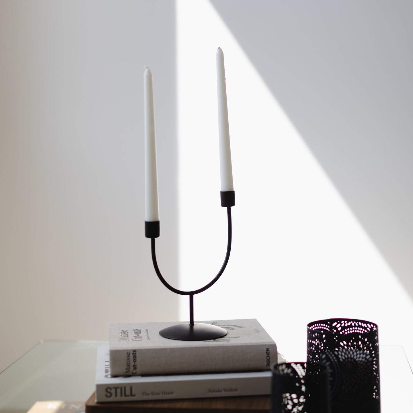 Asymmetrical Candle Holder - Black