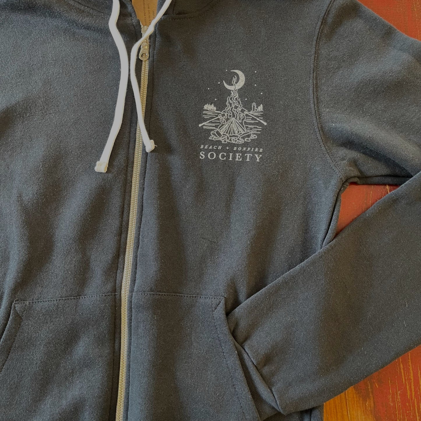 Beach Bonfire Society Zip-Up Bamboo Fleece Hoodie - Charcoal