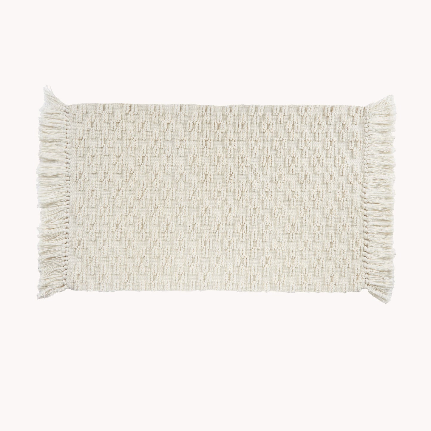 Cotton Diamond Jaquard Bath Mat - White