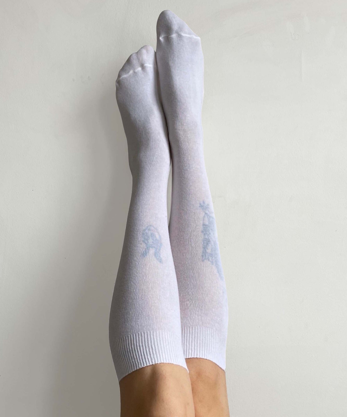 Cotton Knee High Socks - White