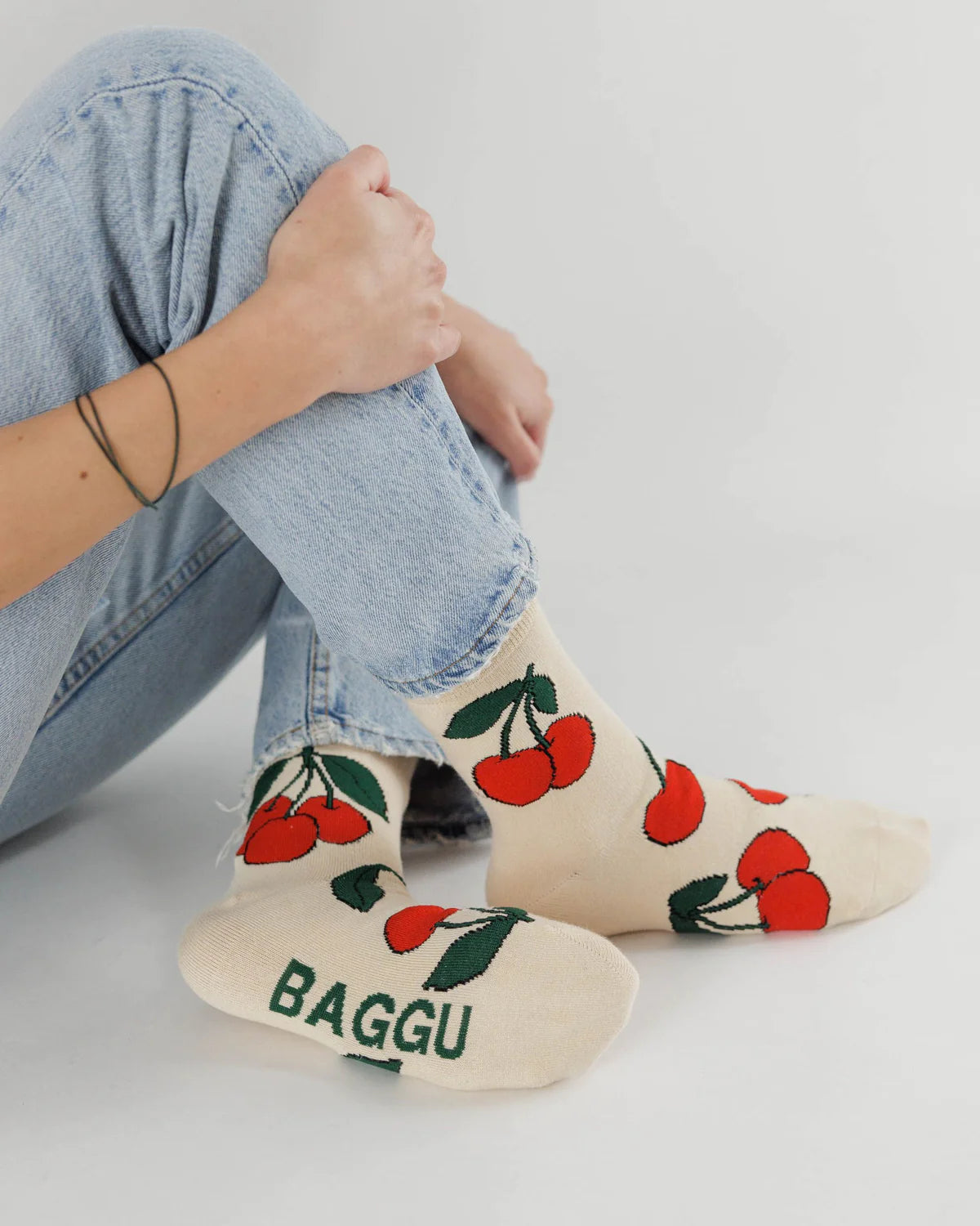 Crew Sock - Ecru Cherry