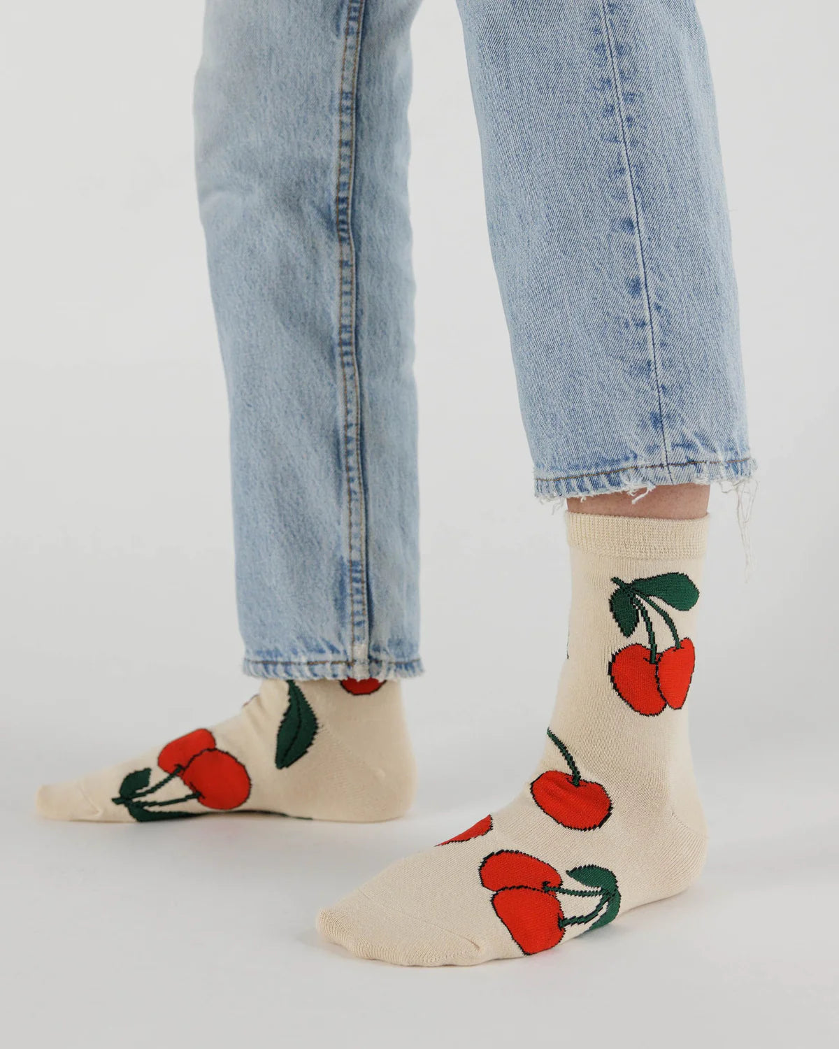 Crew Sock - Ecru Cherry