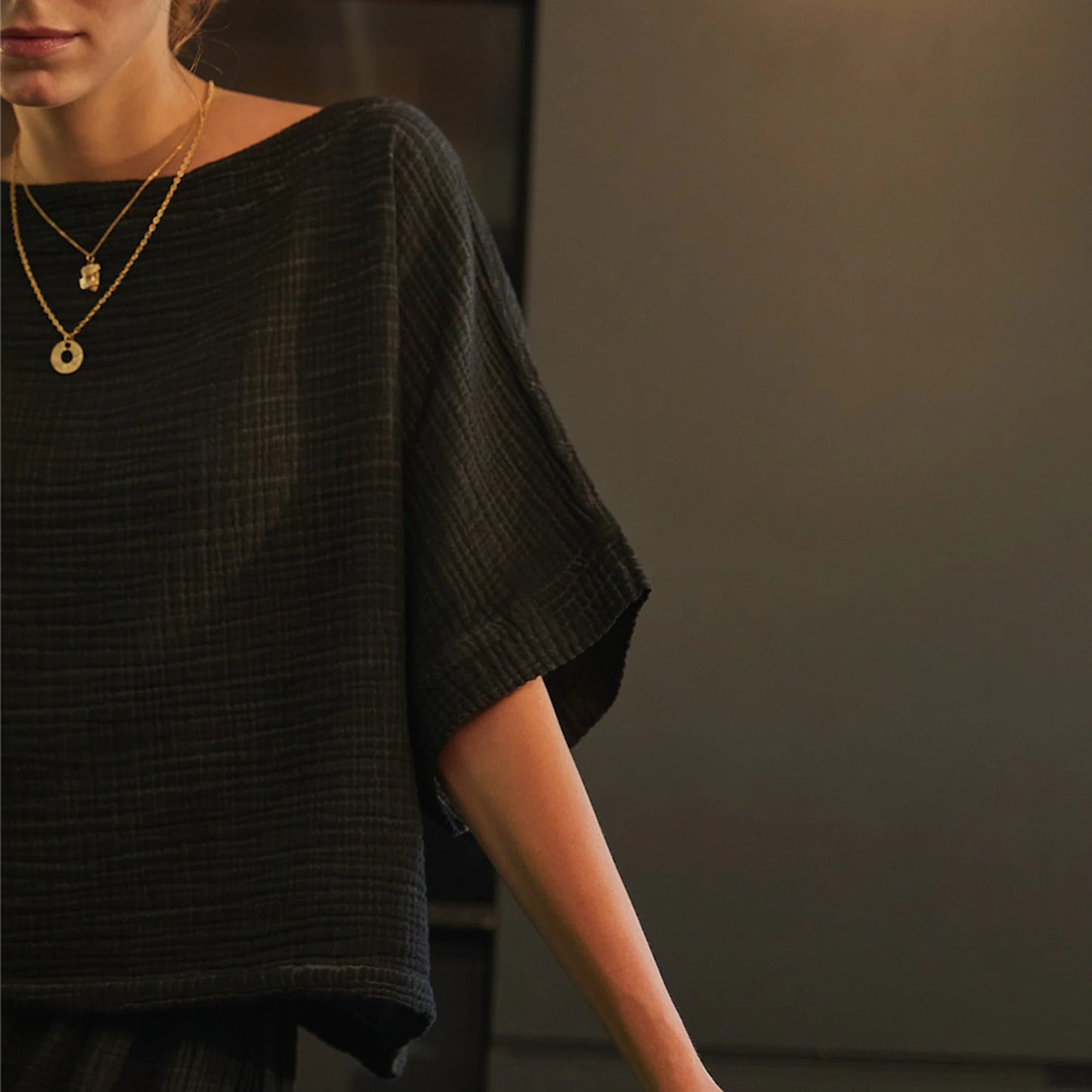 Crinkle Boat Top - One-Sized - Black