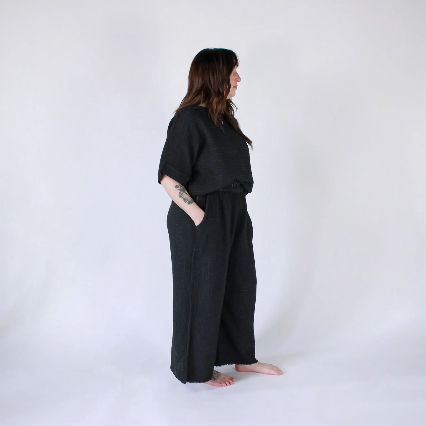 Crinkle Boat Top - One-Sized - Black