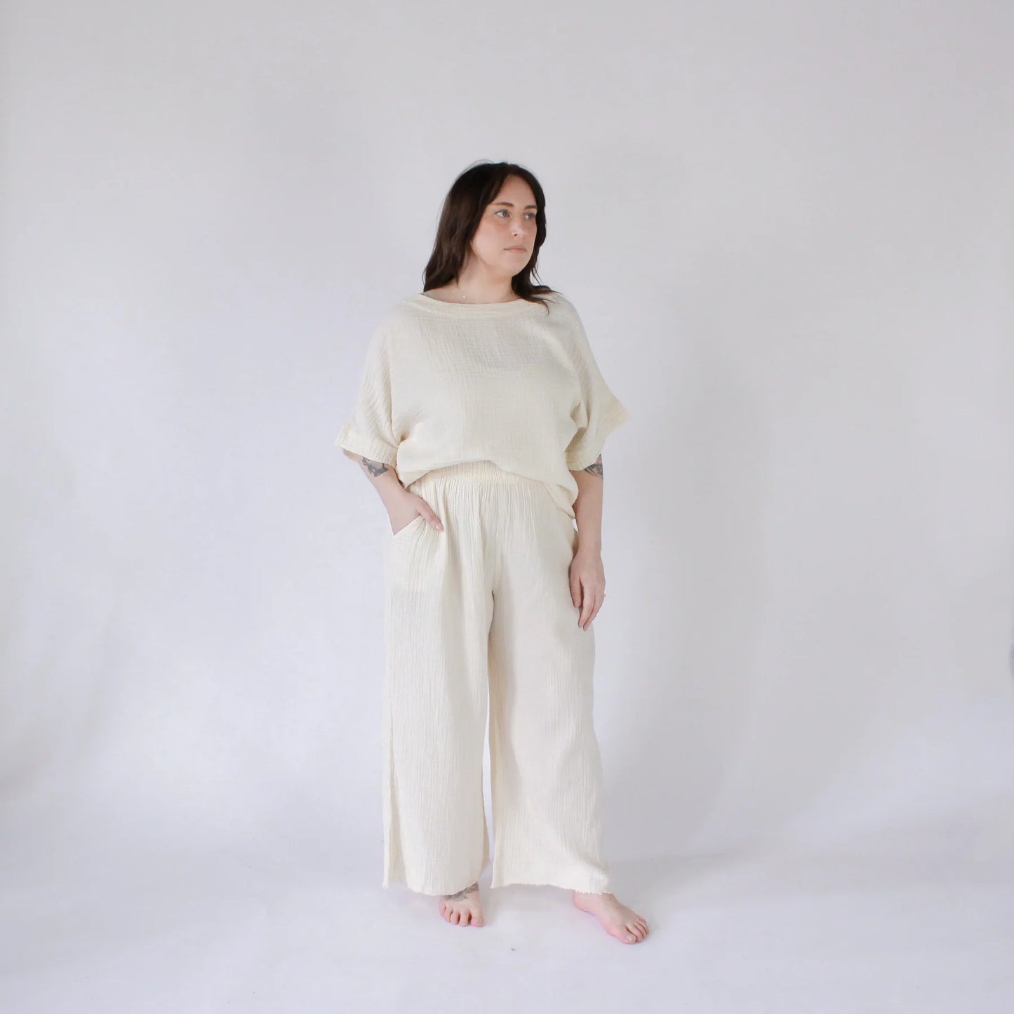 Crinkle Boat Top - One-Sized - Cream