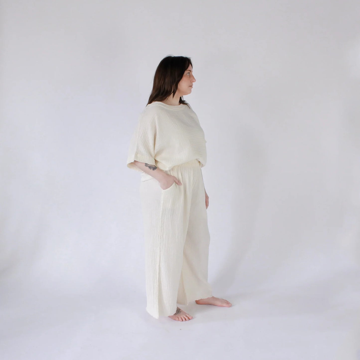 Crinkle Boat Top - One-Sized - Cream