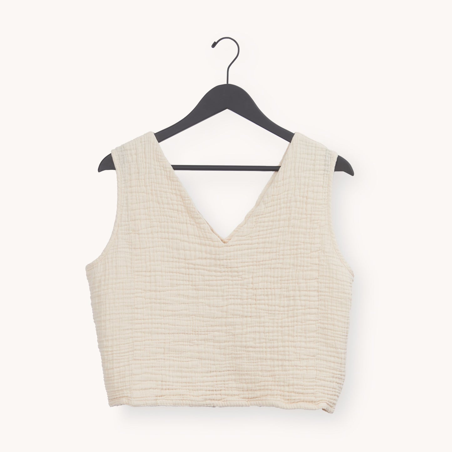 Crinkle Crop Tank - One-Sized - Cream