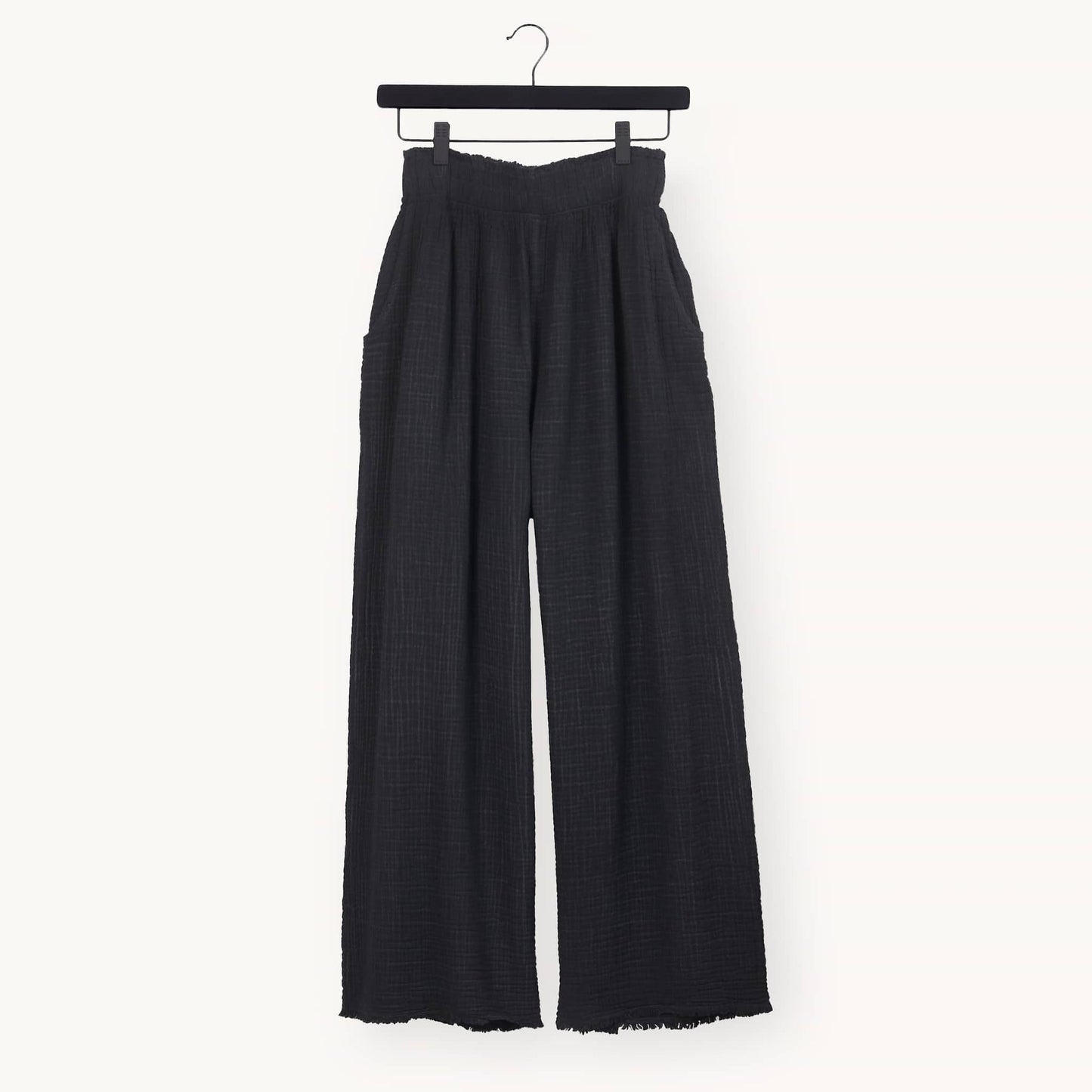Crinkle Palazzo Pants - One-Sized - Black