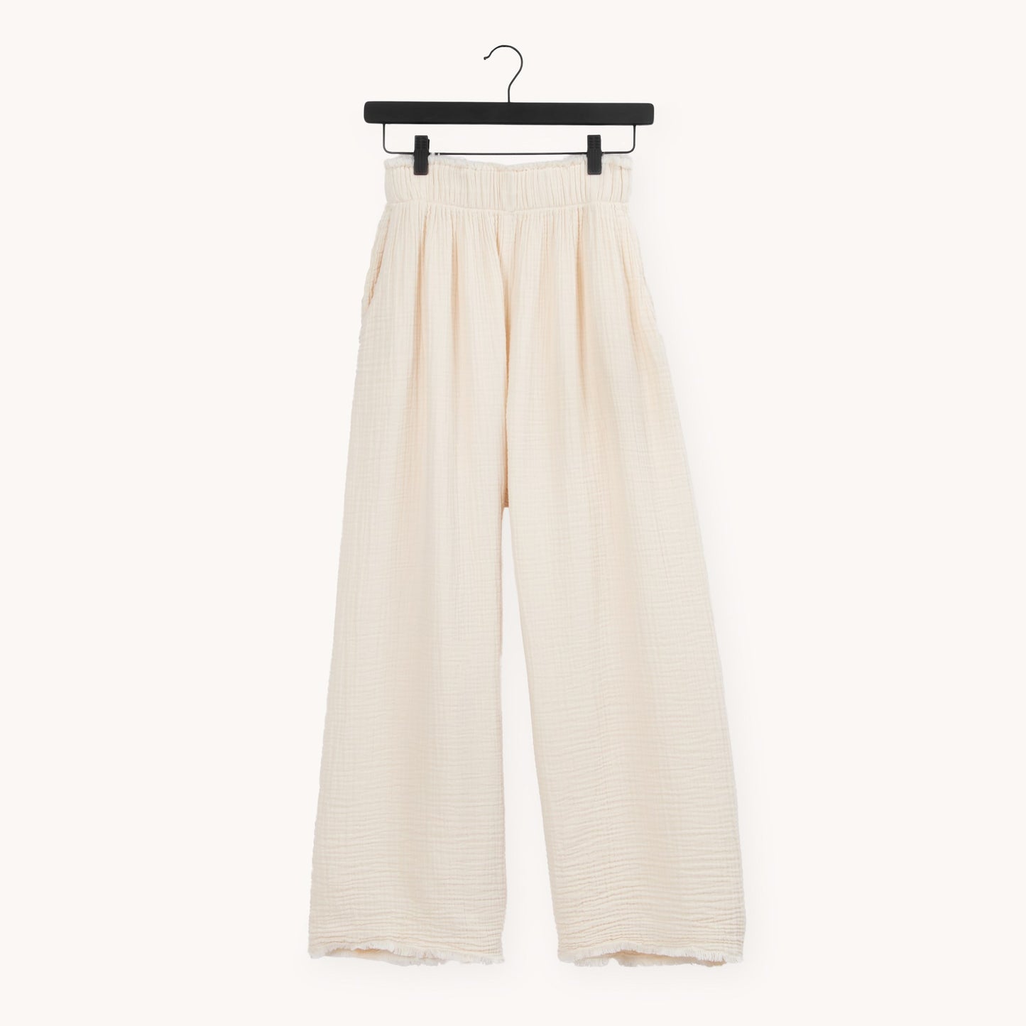 Crinkle Palazzo Pants - One-Sized - Cream