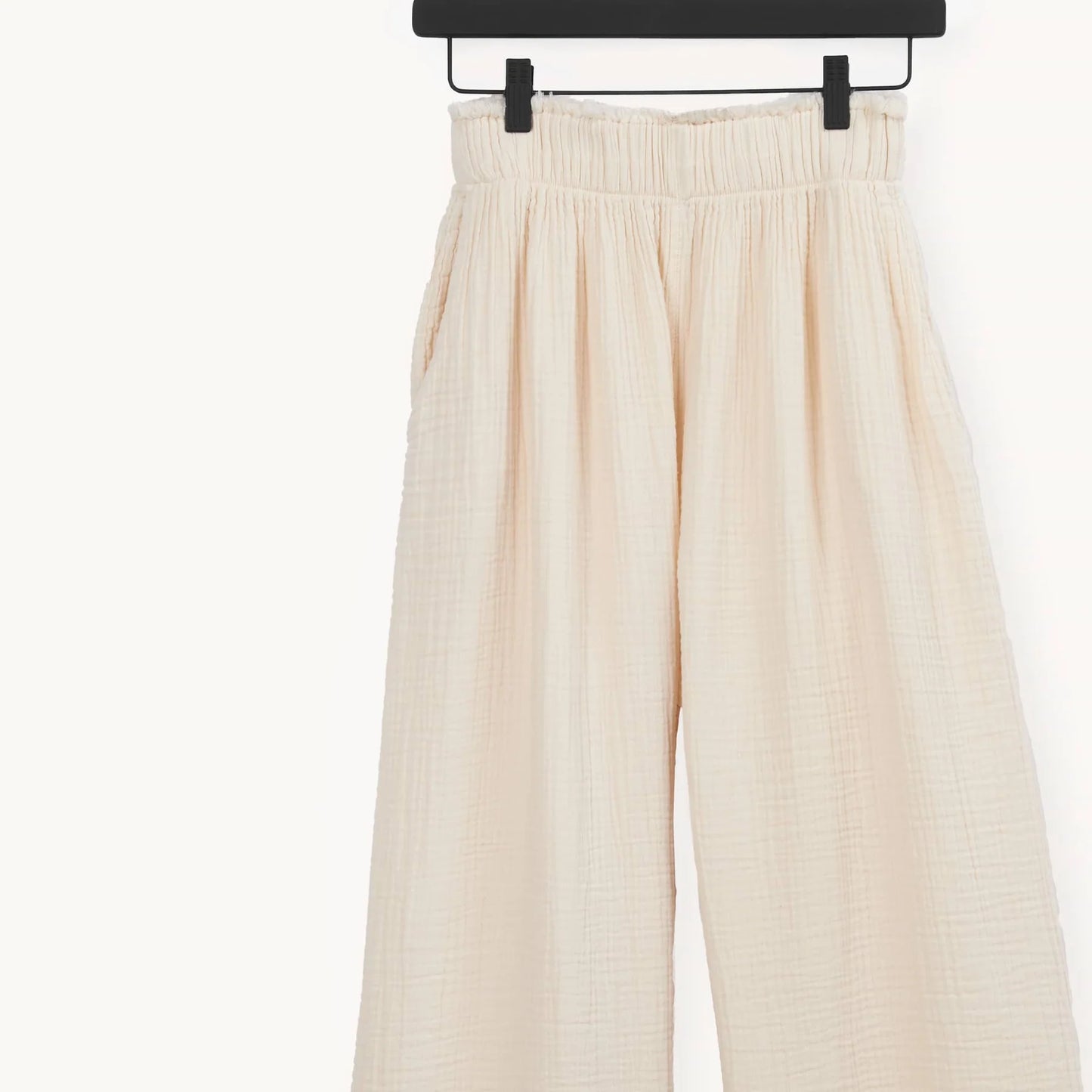 Crinkle Palazzo Pants - One-Sized - Cream