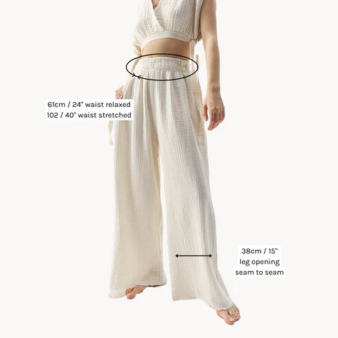 Crinkle Palazzo Pants - One-Sized - Cream