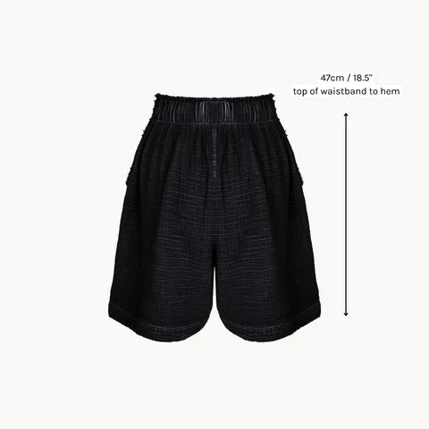Crinkle Relaxed Shorts - One Sized - Black