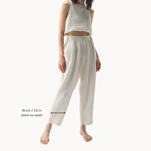 Crinkle Slouchy Pants - One-Sized - Cream