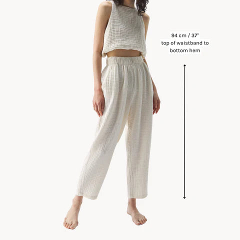 Crinkle Slouchy Pants - One-Sized - Cream