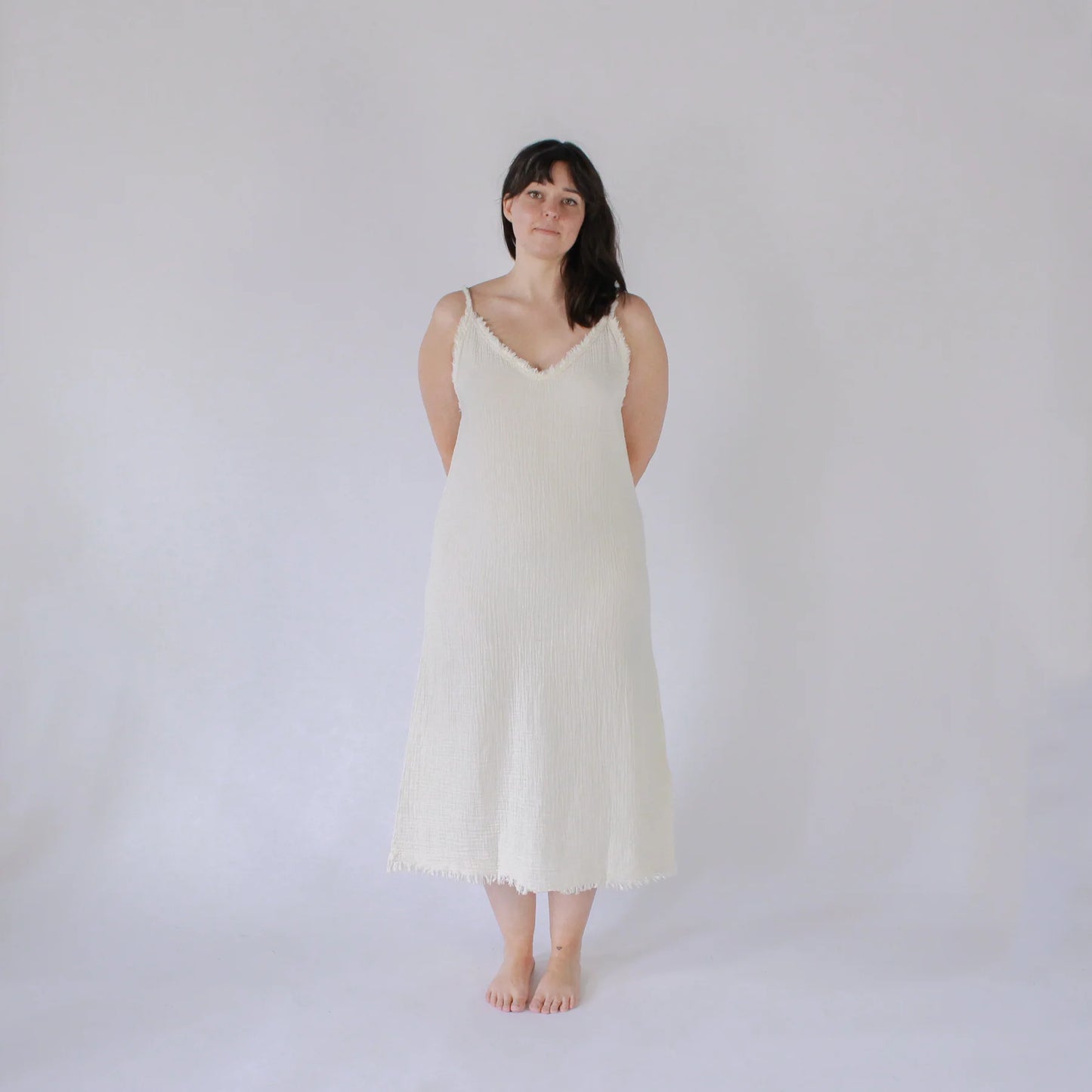 Crinkle Strappy Dress - One Sized - Cream
